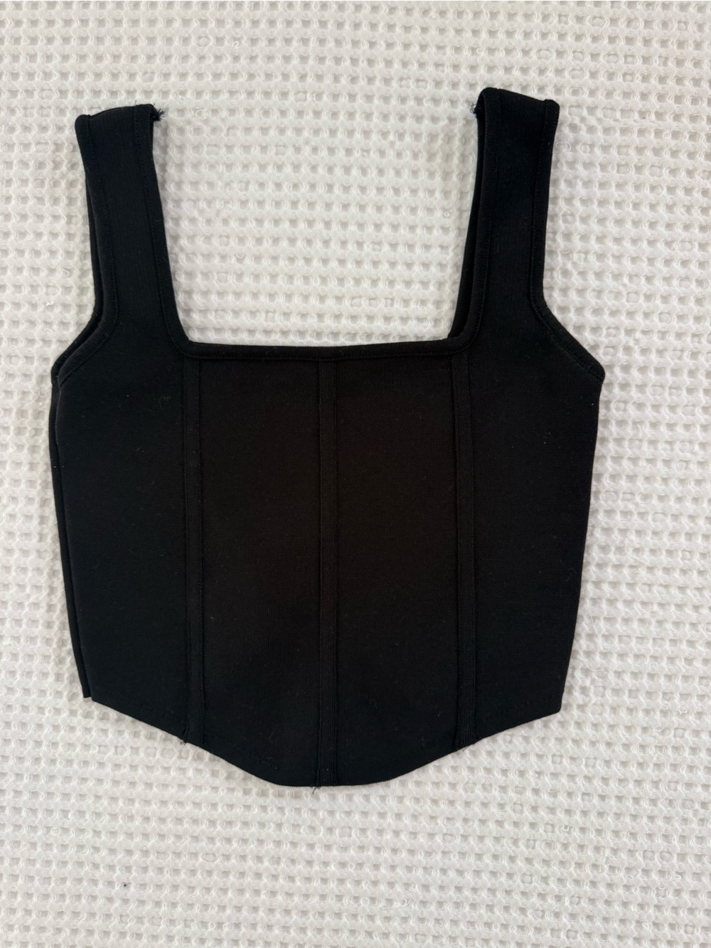 Zara Black Square-Neck Corset-Style Crop Top